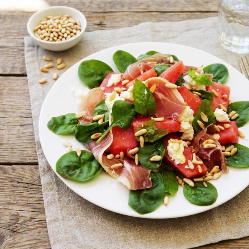 Melonsallad med fetaost och parmaskinka