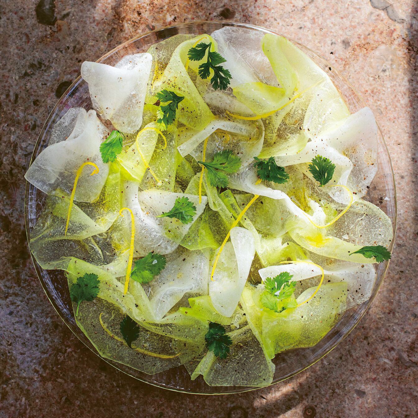 Meloncarpaccio med citron och honung