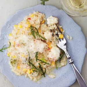 Risotto med havskräfta, brynt smör och rostad majs